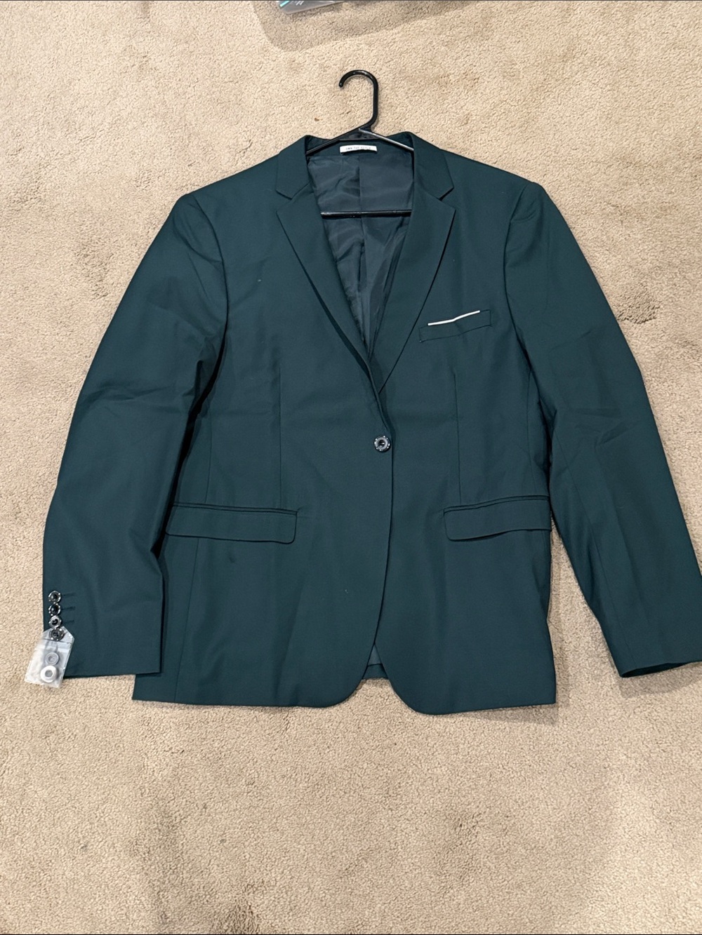 Men's Dark Green Single-Breasted Blazer